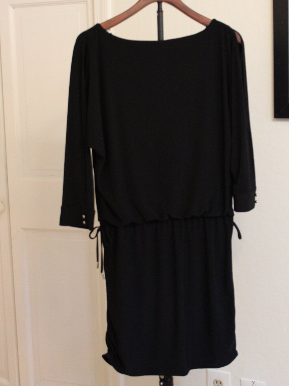 White House Black Market Black Blouson Dress Size Small NWOT